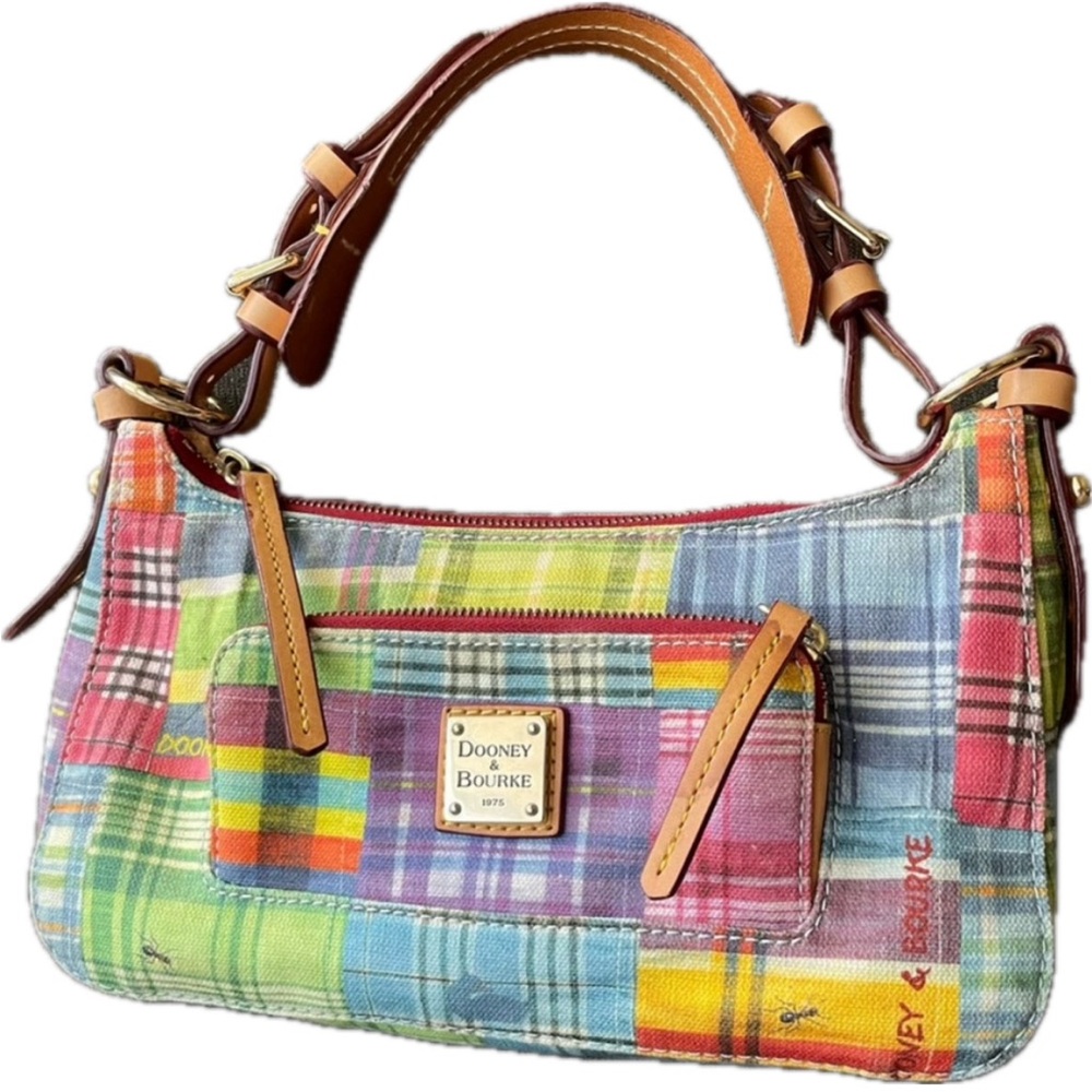 Dooney & Bourke vintage ants multicolored canvas bag with leather accents